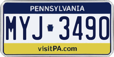 PA license plate MYJ3490