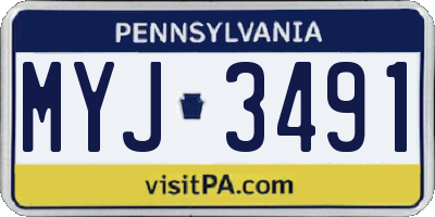 PA license plate MYJ3491