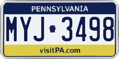 PA license plate MYJ3498