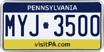 PA license plate MYJ3500