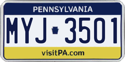 PA license plate MYJ3501