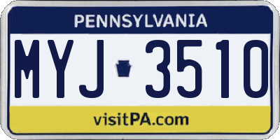 PA license plate MYJ3510
