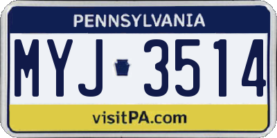 PA license plate MYJ3514