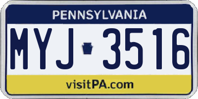 PA license plate MYJ3516