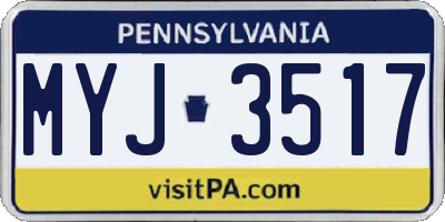 PA license plate MYJ3517