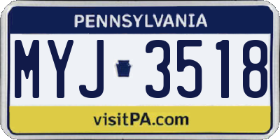 PA license plate MYJ3518