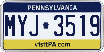 PA license plate MYJ3519