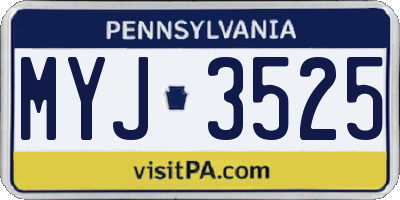 PA license plate MYJ3525