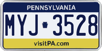 PA license plate MYJ3528