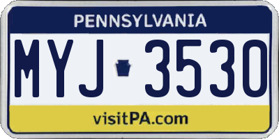 PA license plate MYJ3530