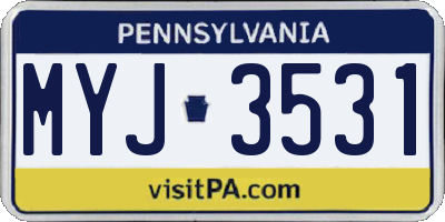PA license plate MYJ3531