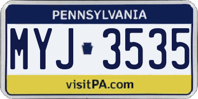 PA license plate MYJ3535