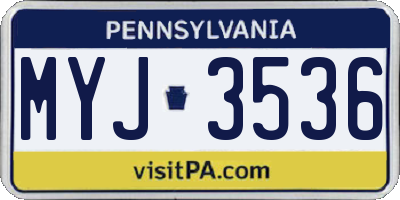 PA license plate MYJ3536