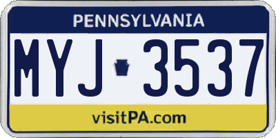PA license plate MYJ3537