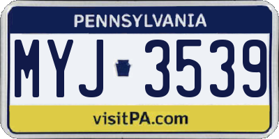 PA license plate MYJ3539