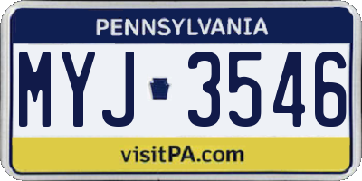 PA license plate MYJ3546