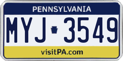 PA license plate MYJ3549