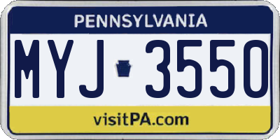 PA license plate MYJ3550