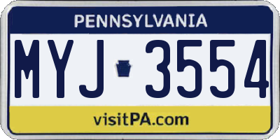 PA license plate MYJ3554