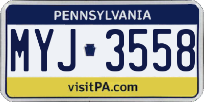PA license plate MYJ3558