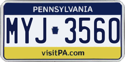 PA license plate MYJ3560