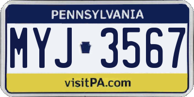 PA license plate MYJ3567