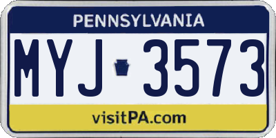 PA license plate MYJ3573