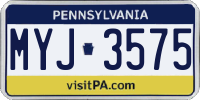 PA license plate MYJ3575