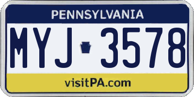 PA license plate MYJ3578