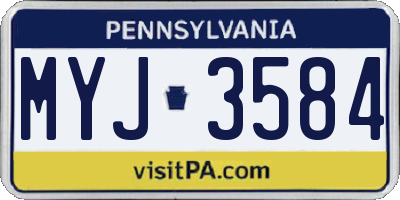 PA license plate MYJ3584