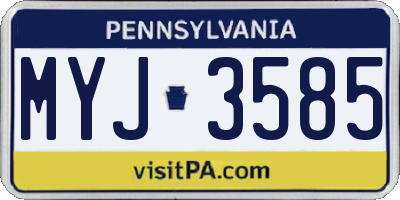 PA license plate MYJ3585