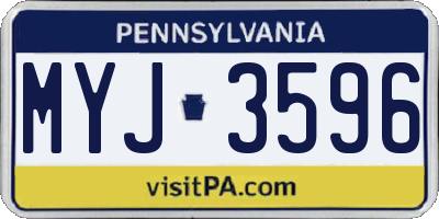 PA license plate MYJ3596