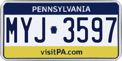 PA license plate MYJ3597