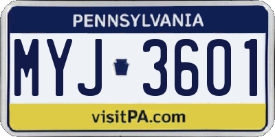 PA license plate MYJ3601