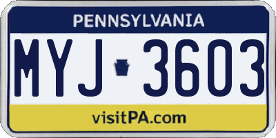 PA license plate MYJ3603