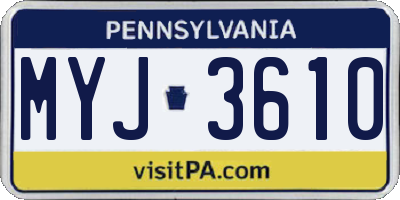 PA license plate MYJ3610
