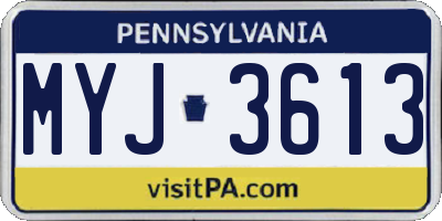 PA license plate MYJ3613