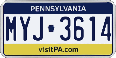 PA license plate MYJ3614