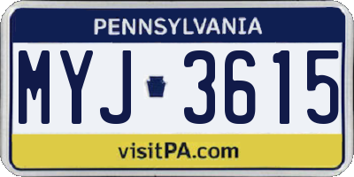 PA license plate MYJ3615