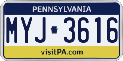 PA license plate MYJ3616