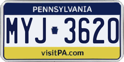 PA license plate MYJ3620