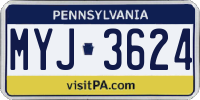 PA license plate MYJ3624