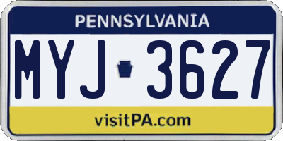 PA license plate MYJ3627