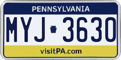 PA license plate MYJ3630