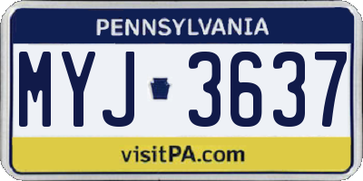 PA license plate MYJ3637