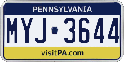 PA license plate MYJ3644