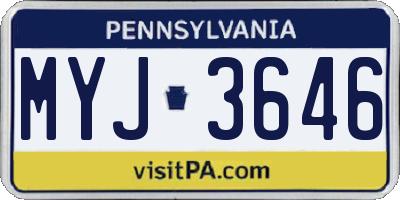PA license plate MYJ3646