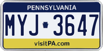 PA license plate MYJ3647