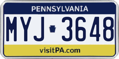 PA license plate MYJ3648