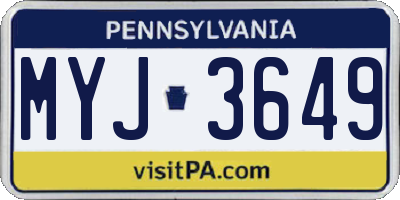 PA license plate MYJ3649
